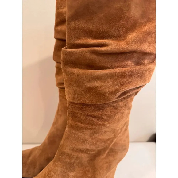 Theory Women's Suede Brown Leather Wedge Tall Boots Sz 39 US 8.5 - Picture 4 of 8